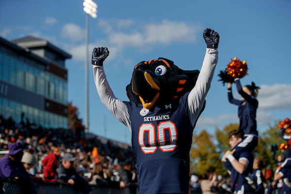 Student celebrating on campus