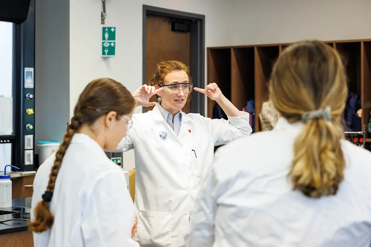 Students reviewing materials together in a UT Martin nursing lab.